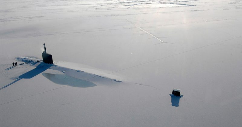 USS Annapolis (SSN-760) rests in the Arctic Ocean after surfacing through three feet of ice during ICEX 2009