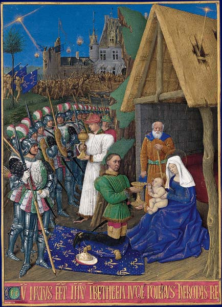 Charles VII of France depicted as a magus and surrounded by his Scottish guards