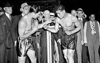 The weigh-in for Louis vs. Schmeling, 1938