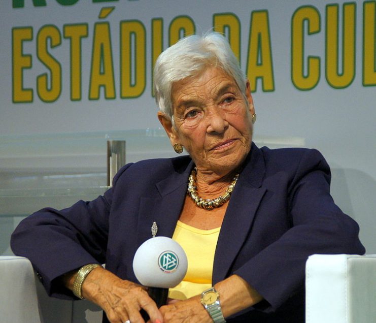 Bert Trautmann’s third wife Marlis during the introduction of the German translation of the biography Trautmann’s Journey: From Hitler Youth to FA Cup Legend by Catrine Clay at Frankfurt Book Fair, 12 October 2013.Photo: Smokeonthewater CC BY-SA 3.0