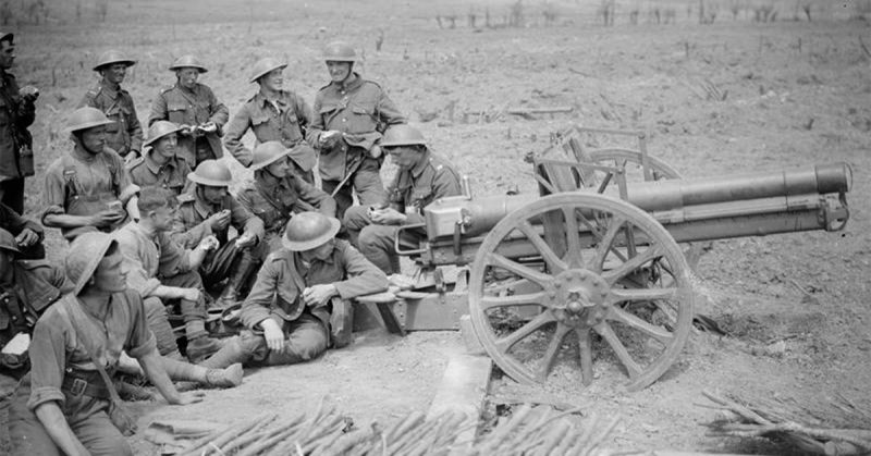 Captured German field gun during the Battle of Messines