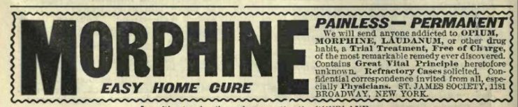 Advertisement for curing morphine addiction, ca. 1900