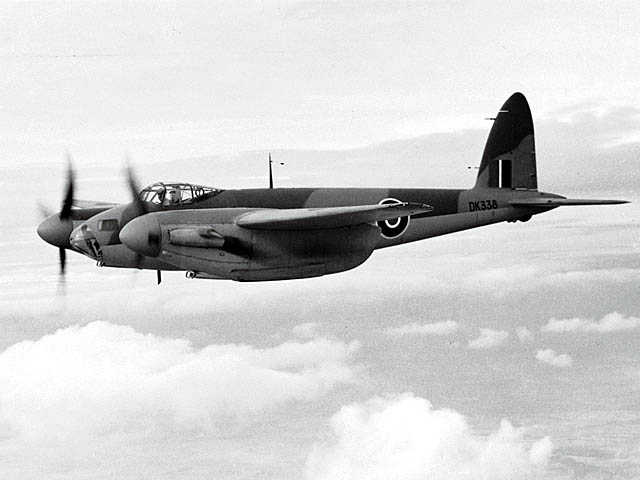 Mosquito B Mk IV serial DK338 before delivery to 105 Squadron – this aircraft was used on several of 105 Squadron’s low-altitude daylight bombing operations during 1943.