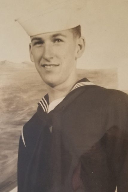Whitehead is pictured in 1945 while attending boot camp with the U.S. Navy at Great Lakes Naval Training Station in Illinois. Courtesy of Don Whitehead