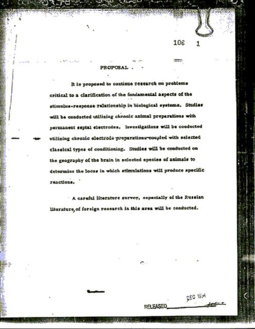 Declassified document about Project MKUltra