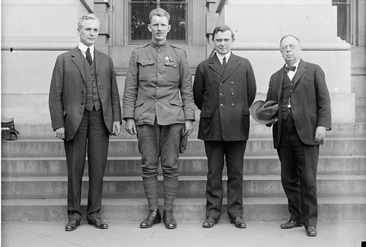 Representative Cordell Hull, Sergeant Alvin C. York, Senator Kenneth McKellar, and Senator George E. Chamberlain