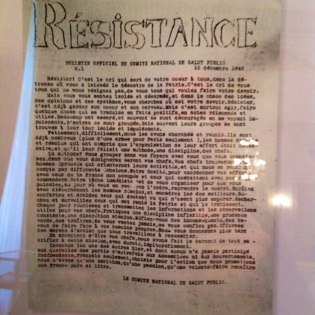 First issue of the underground newspaper ‘Résistance’, December 15, 1940. Photo: SiefkinDR / CC BY-SA 4.0