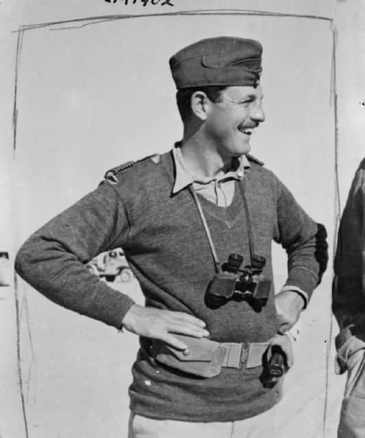 Group Captain K B B Cross (later Air Chief Marshal Sir Kenneth Cross), Officer Commanding, No. 258 Wing, Western Desert Air Force, probably at El Adem, Libya.