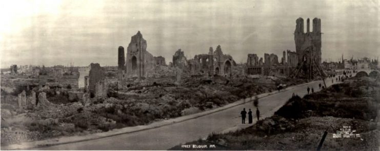 The ruins of Ypres just after WWI