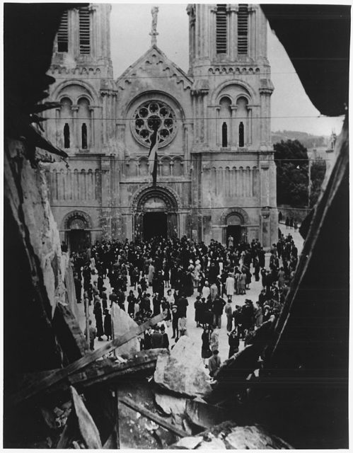 Scene from ruins of Notre Dame, Aug 1944