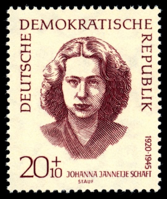 Postage stamp from East Germany portraying Hannie Schaft