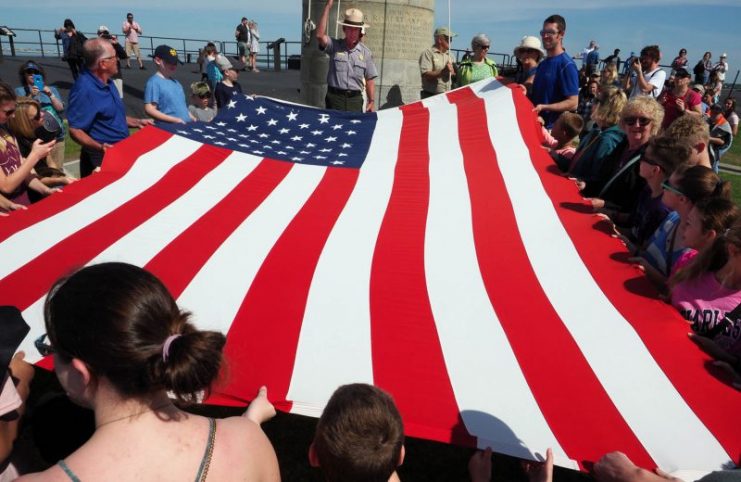 Chance to take part in the flag raising ceremony at Fort Sumter, Charleston, South Carolina, USA.