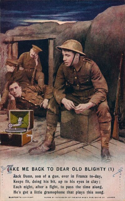 Illustration of British soldiers in a trench