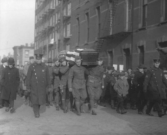 The 1920 military funeral procession of Monk Eastman in New York City