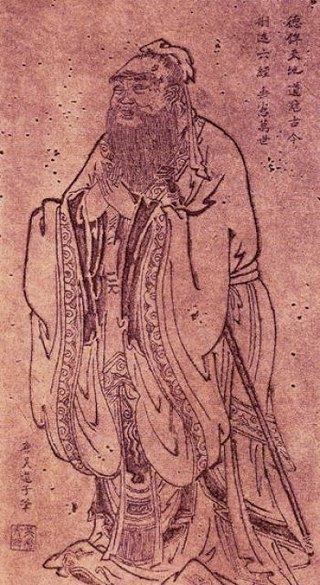 The teaching Confucius. Portrait by Wu Daozi, 685-758, Tang Dynasty.