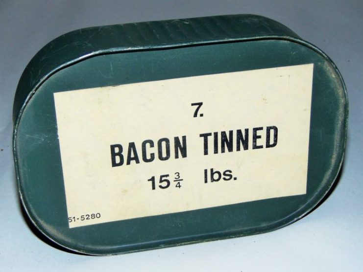 Tinned bacon, British military rations.