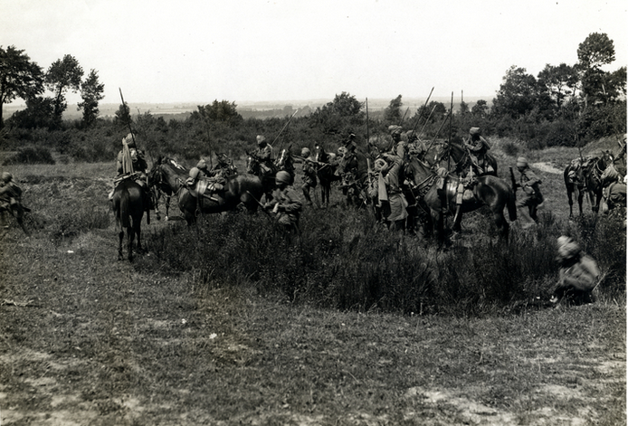 Troop of Jodhpur Lancers coming into action dismounted