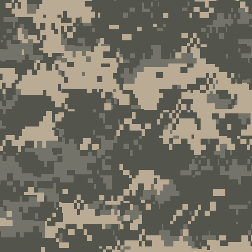 he US Universal Camouflage Pattern, square of aproxemately 30 x 30 cm redrawn from actual specimen.