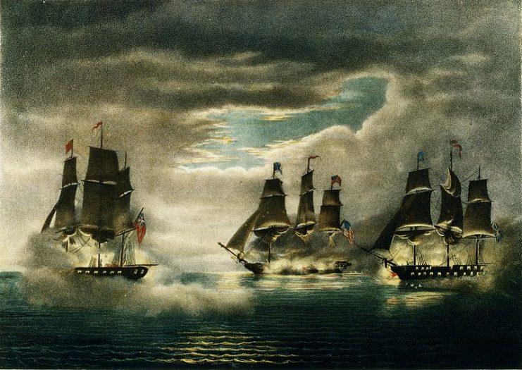 USS Constitution captures HMS Cyane and HMS Levant