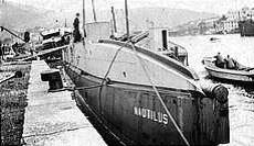 US submarine USS Nautilus/USS O-12 at quay in Bergen, Norway shortly before being scuttled