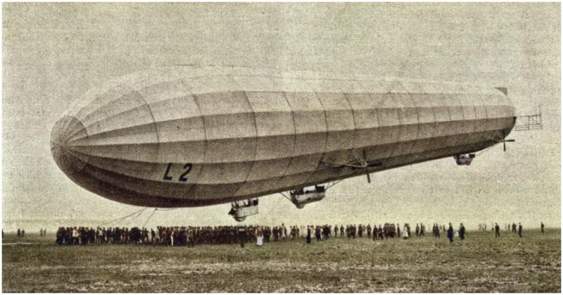 The German Zeppelin LZ 18 (L 2) at Berlin-Johannistal.