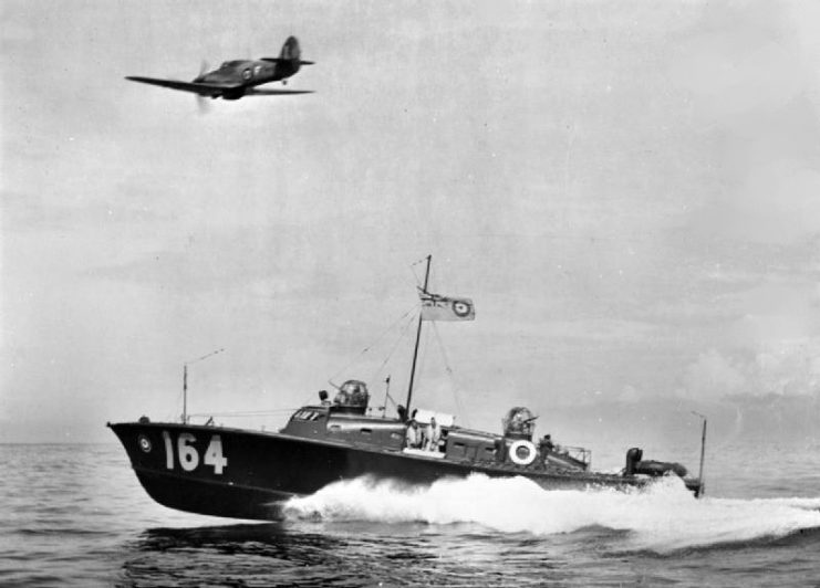 Whaleback high speed air-sea rescue launch HSL 164 off Ceylon in 1943