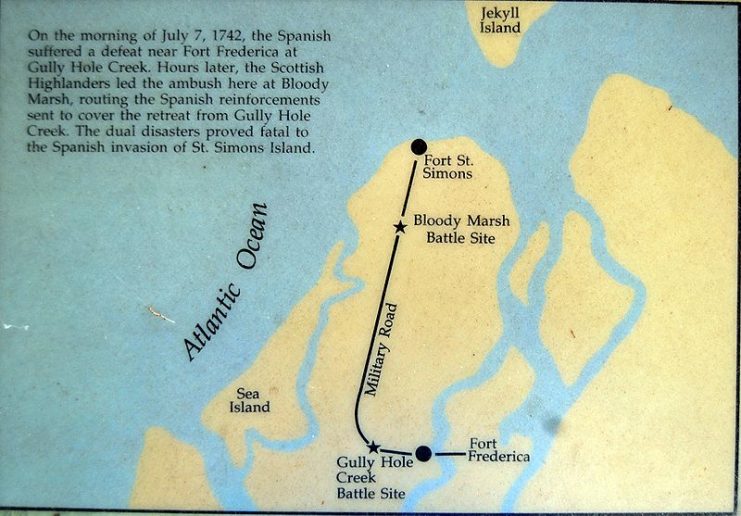A Map of the Bloody Marsh area as it was in 1742 (North is down)