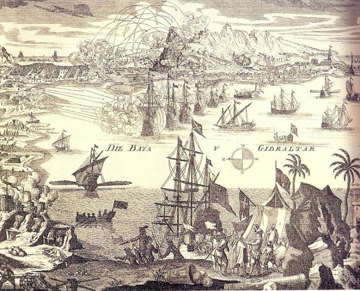 Anglo-Spanish War; Contemporary representation of the siege of Gibraltar in 1727