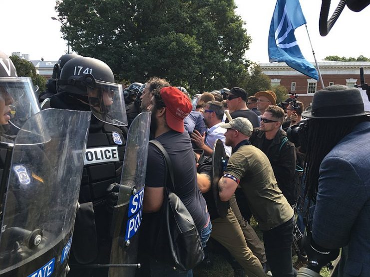 White supremacists clash with police, Charlottesville Aug 12, 2017.Photo:Evan Nesterak CC BY 2.0