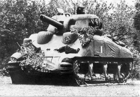 An inflatable dummy Sherman tank, one of Maskelyne’s many claimed inventions although no proof exists for this particular claim.