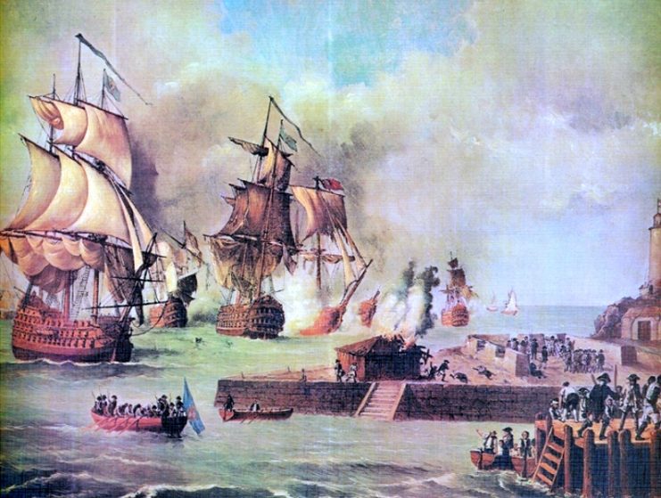 Attack of the British army on Cartagena de Indias commanded by the Vice Admiral Edward Vernon