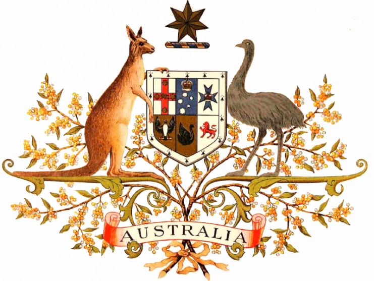 The original drawing of the Coat of Arms of Australia, the official symbol of Australia.