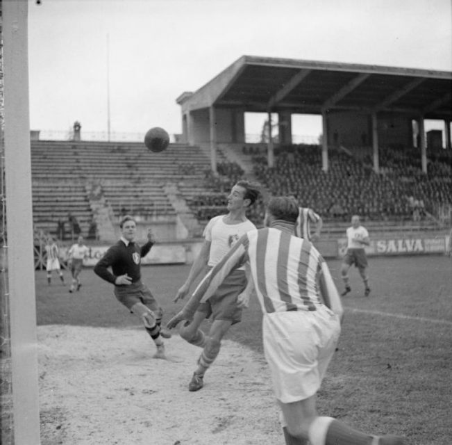 Keeping the spirits up. British Vs Polish Army Football Game, Rome WWII . A game will be played in Bayeaux between the Royal Yeomanry and Bayeux FC.