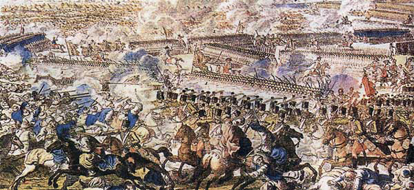 Clash between Russo-Austrian and Turkish troops in a battle