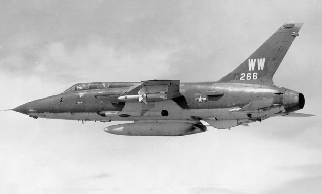 F-105 Thunderchief Wild Weasel carrying AGM-45 Shrike anti-radiation missile