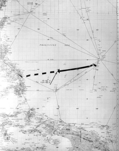 Indianapolis’s intended route from Guam to the Philippines
