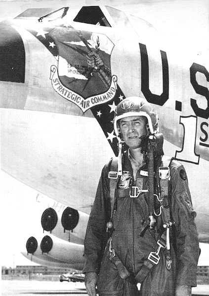 James Stewart in front of a Boeing B52.