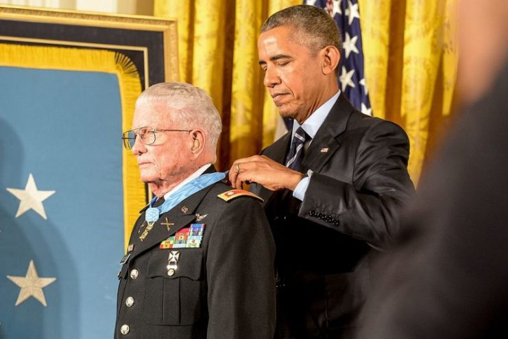 U.S. Army Lt. Col. (Ret.) Charles Kettles is awarded the Medal of Honor at the White House in Washington, D.C., July 18, 2016, for actions during a battle near Duc Pho, South Vietnam, on May 15, 1967.