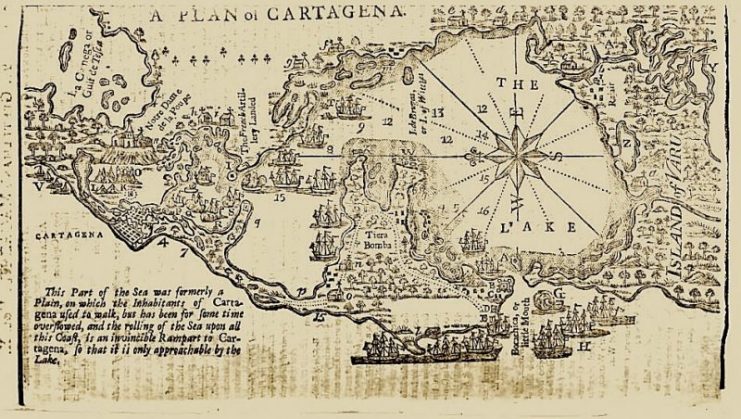 Map of Cartagena de Indias from Gentleman’s Magazine 1740