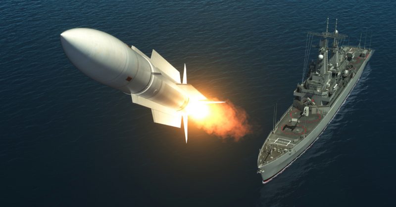 Missile Launch From A Warship On The High Seas
