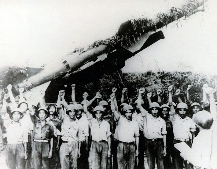 North Vietnamese SAM crew in front of a SA-2 launcher.