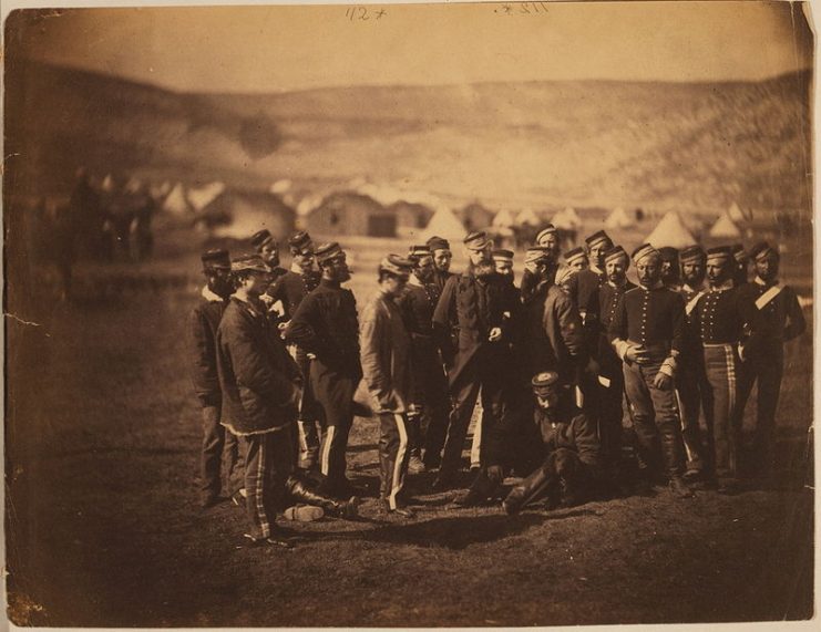 Officers and men of the 13th Light Dragoons, survivors of the charge, photographed by Roger Fenton