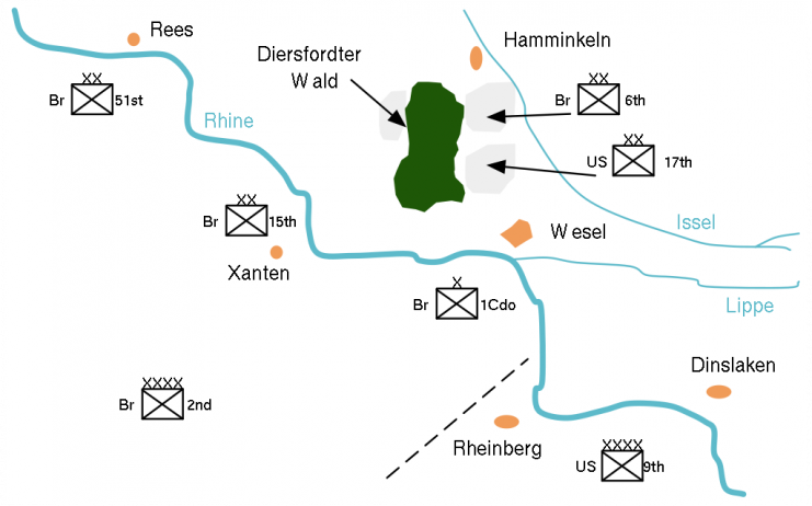 Planned drop zones for Operation Varsity