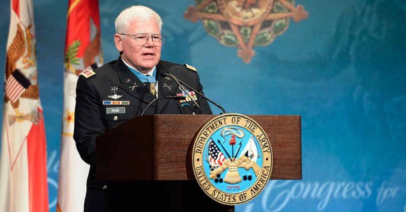 Rose speaking at the Pentagon one day after receiving the Medal of Honor