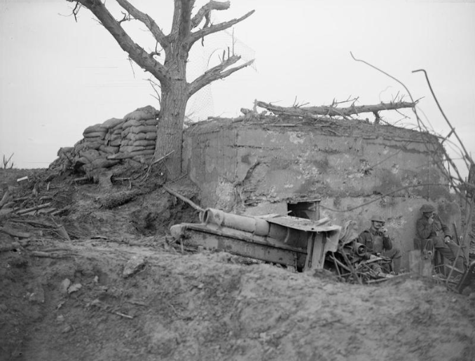 A German concrete pillbox or blockhouse. 10 October 1917.