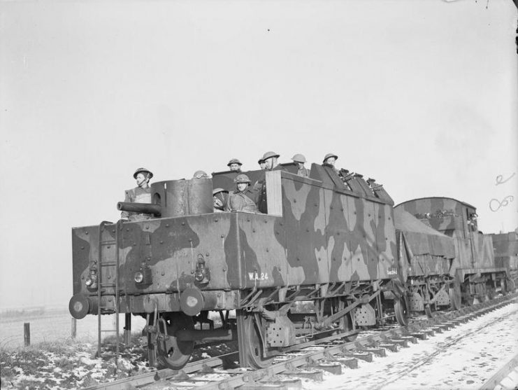 Troops of the 1st Polish Corps man an armored train