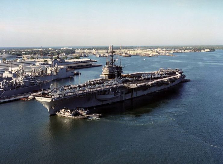 USS Ranger (CV-61) at Pearl Harbor on 8 March 1993