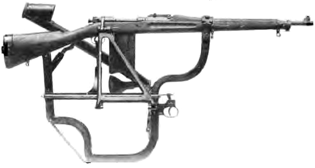 An Elder-type periscope stock fitted to an M1903 (1918). Designed for trench warfare, this enabled the shooter to fire over the parapet of a trench while remaining undercover and protected. The rifle is also fitted with a 25-round magazine.