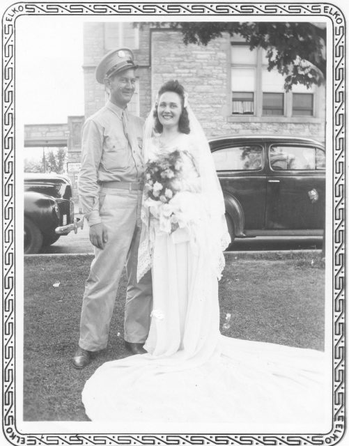 Prior to deploying to Europe during World War II, Rothove married the former Regina Ann Brendel in Freeburg on July 27, 1943. Courtesy of Marla Markway