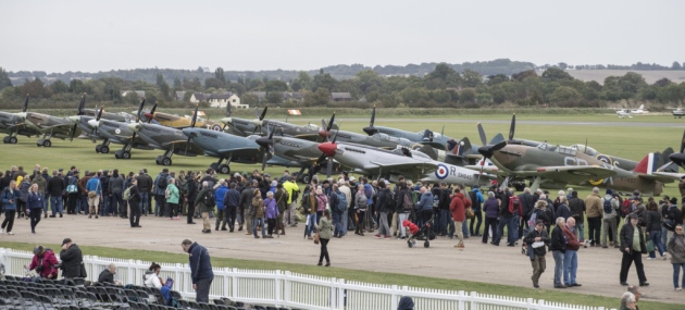 Visitors to the 2018 Battle of Britain Air Show enjoyingthe historic aircraft on the flightline walk. Photo: IWM.